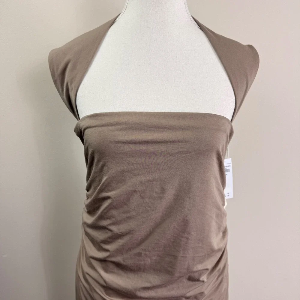 Abercrombie & Fitch Womens Brown Ruched Draped Maxi Dress Size XL NEW